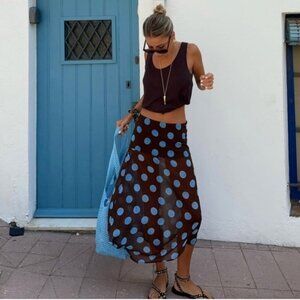 NWT Zara Polka Dot Asymmetric Skirt